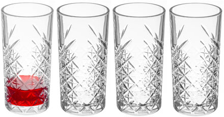 Pasabahce Pasabache Drinkglazen Barok - 4x stuks - decoratie glas - 450 ml - 8 x 16 cm