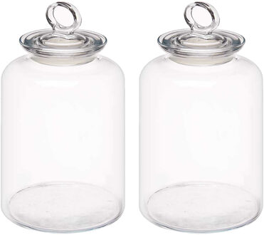 Pasabahce Snoeppot/voorraadpot Megan - 2x - 2600 ml - glas - met luchtdichte deksel - D14 x H25 cm