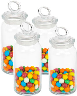 Pasabahce Voorraadpotten - 4x stuks - luchtdichte deksel - voedsel - glas - 2x van 860 ml - 2x van 1130 ml