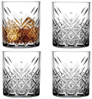 Pasabahce Whisky tumbler glazen - 4x - Timeless serie - transparant - 340 ml