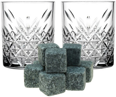 Pasabahce Whiskyglazen - set 4x stuks - 320 ml - incl. 9x whisky ijsblokken - cadeau set