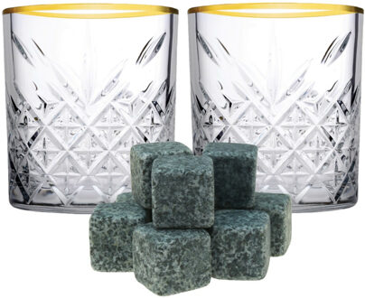 Pasabahce Whiskyglazen - set 4x stuks - 350 ml - incl 9x whisky ijsblokstenen - cadeau set