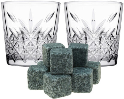 Pasabahce whiskyglazen - set 6x stuks - 340 ml - 9x whisky stenen - cadeau set