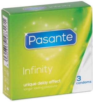 Pasante Infinity (Delay) Condooms (uitstellen Orgasme) 3 stuks Transparant - 53 (omtrek 11-11,5 cm)