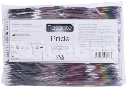 Pasante Pride Condooms 144 stuks (grootverpakking) Transparant - 53 (omtrek 11-11,5 cm)