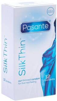 Pasante Silk Thin - Ultradunne Condooms 12 stuks Transparant - 53 (omtrek 11-11,5 cm)