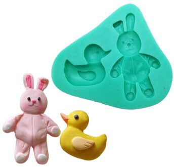 Pasen 3D Bunny Siliconen Mold Klei Zeep Epoxy Mould Diy Cake Chocolade Dessert Fondant Decorating Gereedschap Licht Geel