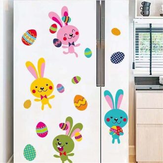 Pasen Cartoon Kinderen Bunny Chick Sticker Muur Sticker Raamsticker Cartoon Home Decor Voor Kinderkamer Muurstickers 4stk