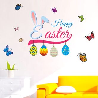 Pasen Cartoon Kinderen Bunny Chick Sticker Muur Sticker Raamsticker Cartoon Home Decor Voor Kinderkamer Muurstickers veelkleurig