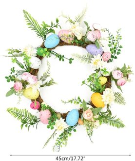 Pasen Garland Eieren Rotan Krans Kunstmatige Bloem Deur Hangen Pasen Decoratie R7RD 4