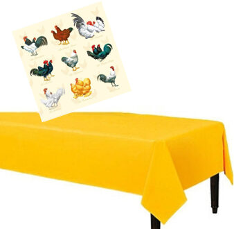 Pasen gedekte tafel set geel tafelkleed met 20x pasen thema servetten 33 x 33 cm