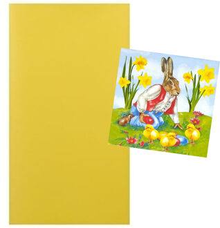 Pasen gedekte tafel set geel tafelkleed met 20x pasen thema servetten 33 x 33 cm