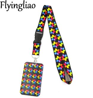 Pasen Kleurrijke Eieren Bloemen Lanyard Credit Card Id Houder Tas Student Vrouwen Travel Card Cover Badge Auto Sleutelhanger Accessoires Neck Strap houder
