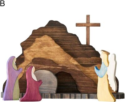 Pasen Opstanding Scène Houten Decoratie Pasen Decor Houten Kruis Opstanding Scene Decor Houten Kerststal Home Decor B