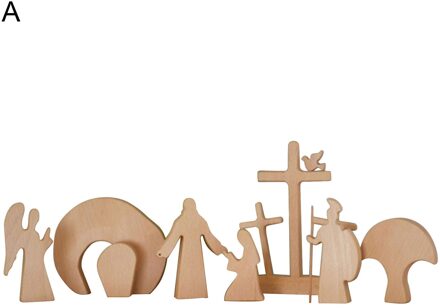 Pasen Opstanding Scène Houten Decoratie Pasen Decor Houten Kruis Opstanding Scene Decor Houten Kerststal Home Decor