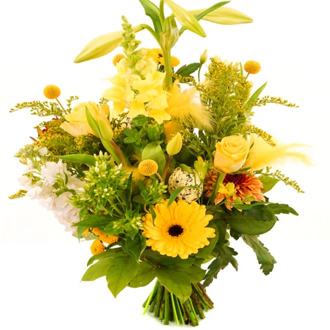 Pasen plukboeket geel wit