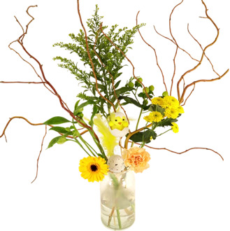 Pasen plukboeket met glazen vaas