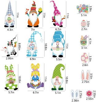 Pasen Raam Kleeft, Leuke Gnome Bunny Pasen Eieren Wortel Bloemen Raamstickers Stickers