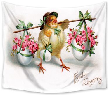 Pasen Rose Chick Eieren Tapijt Muur Opknoping Muur Decor Wandtapijten Sprei Vel Tapijt Gooi Yoga Mat Thuis Slaapkamer Decoratie 95x75 CM