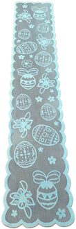 Pasen Serie Tafelloper Decoratie Leuke Cartoon Wortel Bloem Patroon Keuken Tafelkleed Voor Diner Partijen Bruiloft Blauw