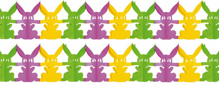 Pasen Slinger - 6x - 300 cm - papier - gekleurd - Paashaas feestslinger versiering