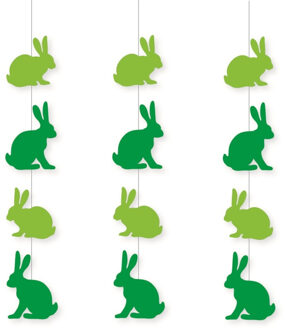 Pasen thema versiering - 3x - papier - 80 x 14 cm - gekleurd - hangdecoratie - paashazen