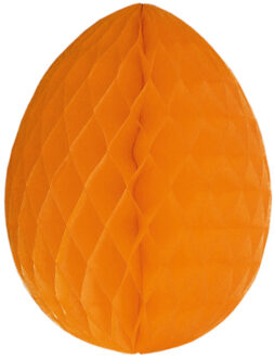 Pasen thema versiering - papier - hangend paasei van 20 cm aan koord - oranje