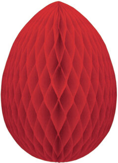 Pasen thema versiering - papier - hangend paasei van 20 cm aan koord - rood