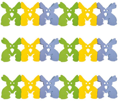 Pasen thema versiering slinger - 3x - papier - 300 x 15 cm - gekleurd mix - decoratie - paashazen