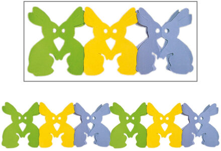 Pasen thema versiering slinger - papier - 300 x 15 cm - gekleurd mix - decoratie - paashazen