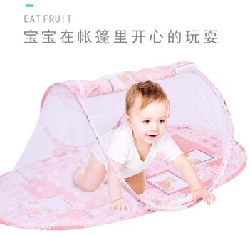 Pasgeboren Baby Crib Netting Kinderen Draagbare Opvouwbare Baby Bed Klamboe Boot Type Rits Gordijn Zuigeling Spelen Tent Slaap Bed Roze