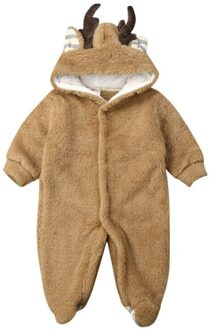 Pasgeboren Baby Meisje Jongen Kleding Fur Hooded Romper Jumpsuit Outfit 0-18M Winter 3M