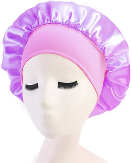 Passen Effen Satijn Motorkap Haar Styling Cap Breedgerande Hoge-Elastische Hoofdband Met Night Cap Vrouwen Slapen Cap haarverzorging Hoed 01