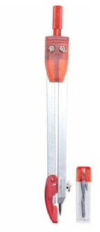 Passer set - rood - 2 delig - 17 cm - met potloodvullingen - Wiskunde/rekenen - Voor school