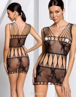 Passion Zwart mesh jurkje Nova - Maat: One Size
