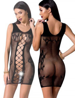 Passion Zwart mesh jurkje Rona - Maat: One Size