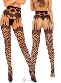 Passion Zwarte open panty ouvert, S031 - Maat: One size