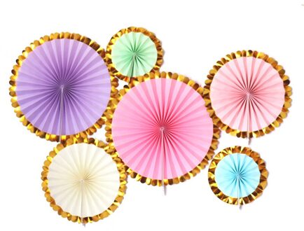 Pastel Gelukkige Verjaardag Guirlande Regenboog Macaron Snoep Kiids 1st Verjaardag Decoratie Gors Jongen Meisje Baby Douche Achtergrond 6stk fan bloem