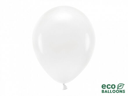 Pastel Witte Ballonnen Premium Organic (10st) Wit - Transparant