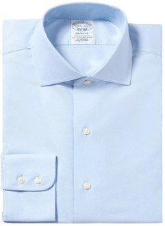 Pastelblauw Regular-Fit Non-Iron Stretch Katoenen Overhemd met Engelse Spreidkraag Brooks Brothers , Blue , Heren - 2Xl,Xl,L,M,S,Xs,4Xl