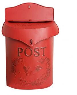Pastorale Afsluitbare Veilige Iron Post Doos Vintage Handgemaakte Metalen Brief Krant Mail Doos Wandmontage Creatieve Mailbox rood