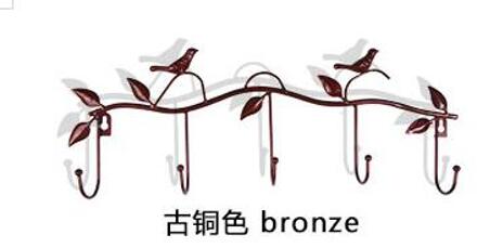 Pastorale Creatieve Kleding Opknoping Tas Haak Rek Muur Opknoping Goud Smeedijzeren Deur Vogel Jas Haak Hanger Handdoek Rail LB811253 bronzen