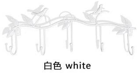 Pastorale Creatieve Kleding Opknoping Tas Haak Rek Muur Opknoping Goud Smeedijzeren Deur Vogel Jas Haak Hanger Handdoek Rail LB811253 wit