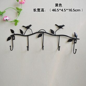 Pastorale Creatieve Kleding Opknoping Tas Haak Rek Muur Opknoping Goud Smeedijzeren Deur Vogel Jas Haak Hanger Handdoek Rail LB811253 zwart