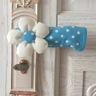 Pastorale Deurklink Doek Cover Stip Bloem Deurklink Beschermhoes 100% Katoen Deurgreep Cover blauw