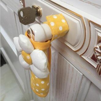Pastorale Deurklink Doek Cover Stip Bloem Deurklink Beschermhoes 100% Katoen Deurgreep Cover geel