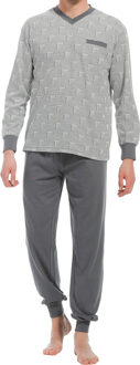 Pastunette pyjama V-hals met boorden grijs - L