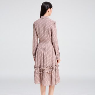 Pasvorm en flare blouse jurk Roze