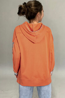 Patchwork Bloemen Hoodie - maat L Bruin