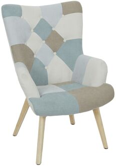 Patchwork Fauteuil Helsinki met Armleuning - Blauw/Grijs